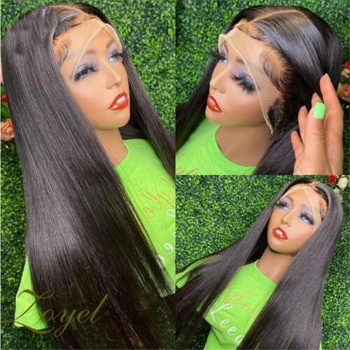 Silky Long Straight Lace Front Wigs With Baby Hair Natural Hairline Black Synthetic Hair Glueless Lace Wigs For Women