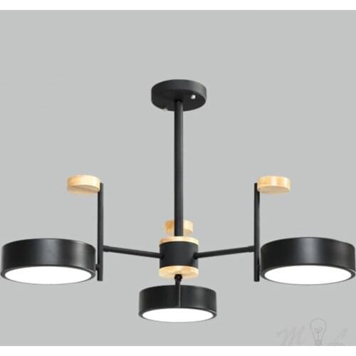 Nordic New Chandelier Hanging Lamp Iron Wood Lamp Led Chandeliers Lighting Living Room Dining Room Ceiling Chandelier Home Deco