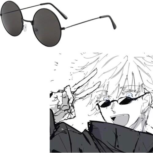 Jujutsu Kaisen Gojo Satoru cosplay Sunglasses Round Retro Glasses Funny Concave Shaped Blind Myopia Sunglasses Men