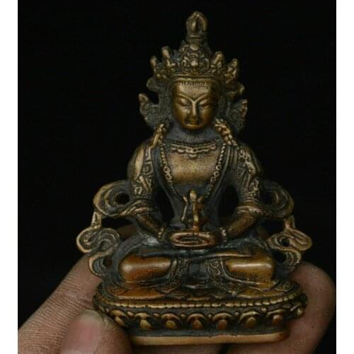 Chinese Bronze Amitayus Longevity God Goddess Boddhisattva Avalokitesvara Statue Collection Ornaments Statues for Decoration