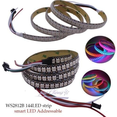 Hot WS2812 WS2812B 1M 2M DC5V 144leds/m Full Color LED Pixel Strip Built-in 2812 Chip 5050 Dream Color RGB LED Diode Ribbon lamp