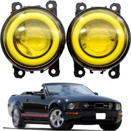 LED Fog Lights Cut-Line Lens Angel Eye DRL Daytime Running fog Light For Ford Mustang Convertible Coup Pony Package 2005-2009