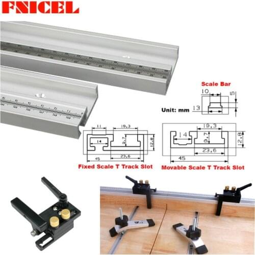 45mm Slot Miter Track Slot Aluminum Alloy T-Tracks with Scale and Miter Track Stop Router Table Saw Woodworking DIY Tools