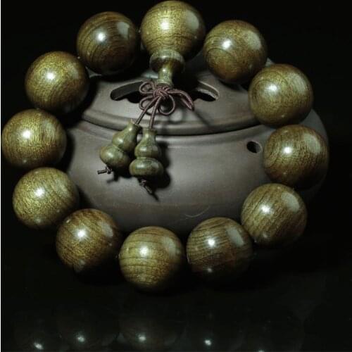 Tibetan Buddhism Green Carbide Natural Wood Bracelet Men Big Beads Bracelet Jewelry