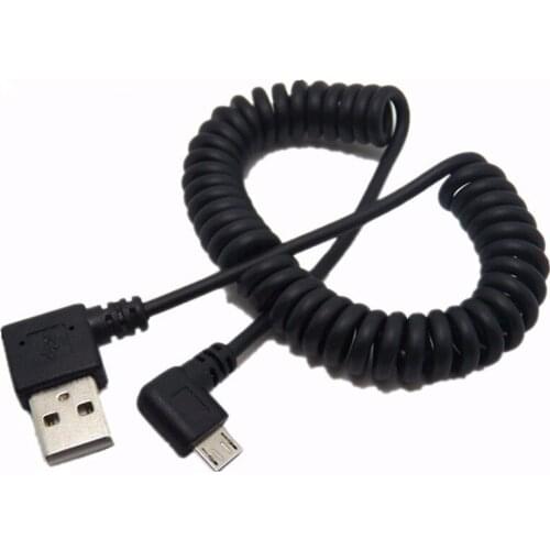 USB 90 Degree A Male to micro usb charging data cable bend left retractable spring line for Samsung phones oppo huawei Mobile