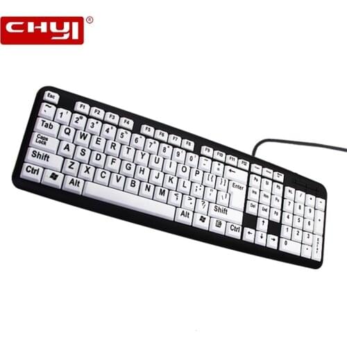 Wired Gaming Keyboard Ergonomic Computer Keyboard For PC Laptop Waterproof Keypad with 107 Large Kaycaps For Elderly /Low Vision