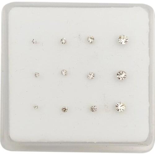 925 Sterling silver nose stud 1.5mm 2mm 2.5mm 3mm mixed nose pin stud indian nostril piercing 12pcs/pack