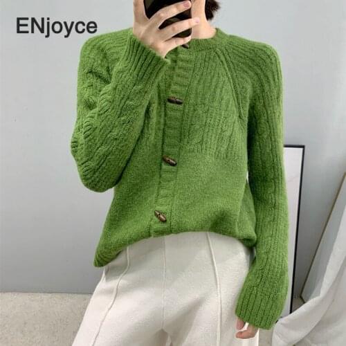 2020 New Spring Autumn Vintage Chic Knit Sweater Women Casual Long Sleeve Button Cardigan Female Knitted Sweaters Coat