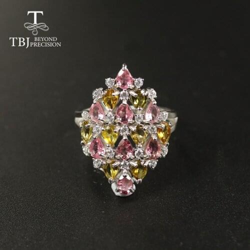 TBJ 2020 Natural Tourmaline ring natural gemstone 925 sterling silver fine jewelry for women