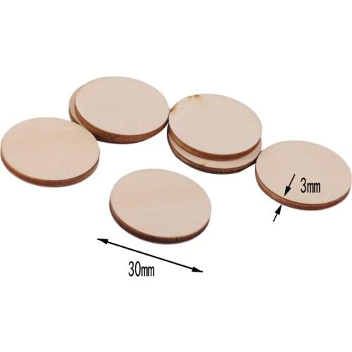 100 Lots 1.18inch Wood Circle Cutouts Unfinished Blank Round Wood Cutouts Shapes Plain Wood Craft Tags 30mm