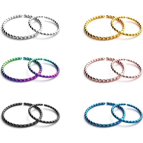 2PCS Stainless Steel Twist Segment Rings Nose Septum Ring Hoops Ear Piercing Tragus Cartiliage Earring Lip Ring Piercing Jewelry