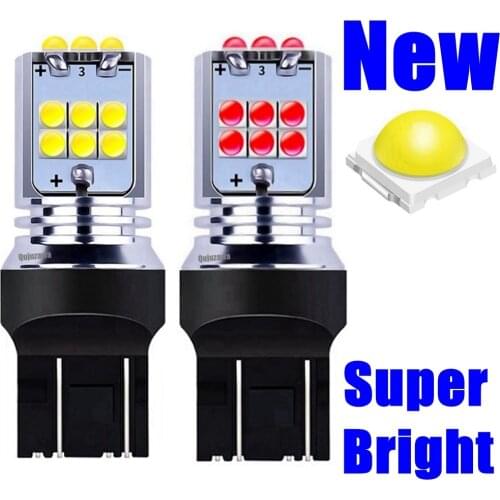 2PCS T20 7443 W21/5W Super Bright 1800Lm LED Car Turn Signals Brake Lights Tail Lamps Auto Rear Fog Bulb Daytime Running Lights