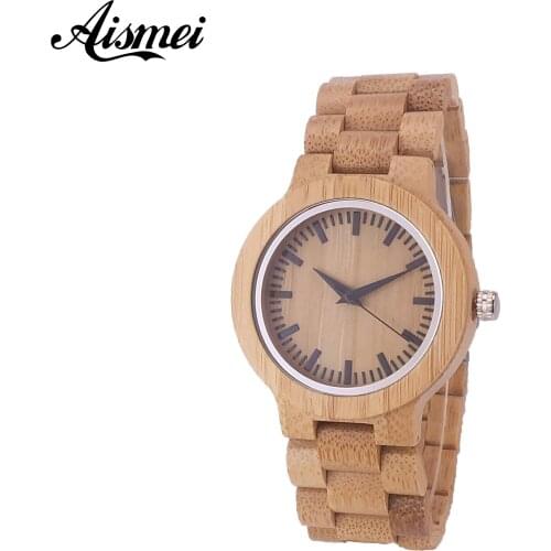 2018 Nature Wood Bamboo Women Watch New Fashion Quartz Clock Handmade Full Wooden Creative ladies Watches Christmas Gift