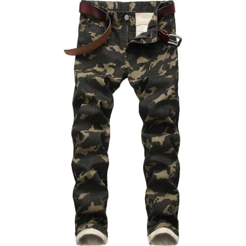2020 New Mens Camouflage Jeans Personality Mens Slim Stretch Simple Printed Casual Trousers Mens Jeans