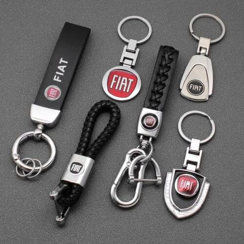 3D Metal Leather Woven Car Styling Emblem Keychain Key Chain Rings For Fiat Panda Bravo Punto Linea Croma 500 595 Accesspories