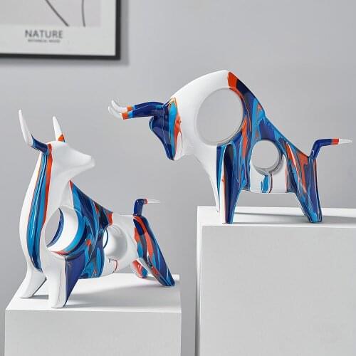 Elephant Statue Animal Model Cow Sculpture Abstract Modern Art Nordic Home Decoration Accessories Living Room Office Desk Decor
