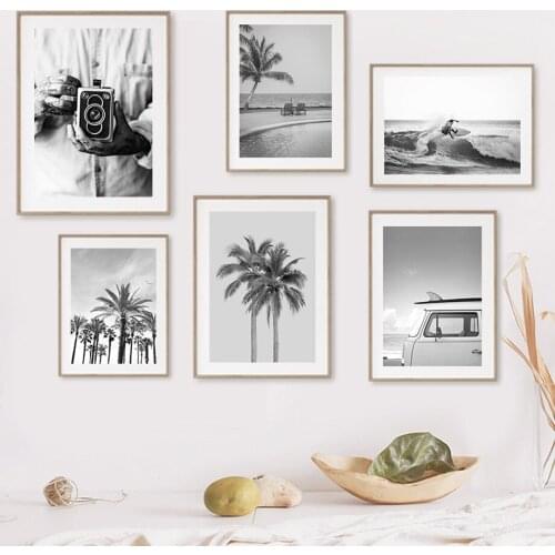 DIY Diamond Painting Black White Photo Palm Tree Car Surf Cross Stitch Kits Diamond Embroidery Full Drill Mosaic Home Decor
