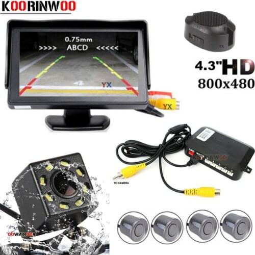 Koorinwoo Car Video Monitor Car Parking Sensor 4 Radars Car Rear view Camera Back Night Vision Digital Screen Reverse Parktronic