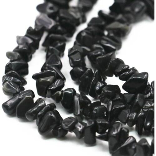 Natural Stone 5-7mm Loose Beads for Jewelry Making Black Freeform Chip Irregular Gravel DIY Necklace Bracelet Finding 82cm A414