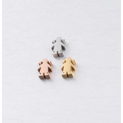 10pcs/Lot Girl Bead Charm 1.8mm Small Hole Beads Mirror Polished Stainless Steel DIY Making Jewelry Accessories