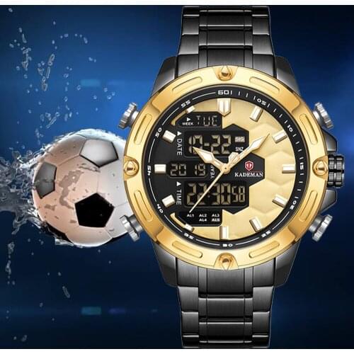 Top Luxury Brand Men Gold Watch Man Military Sport Quartz Wrist Watches Stainless Steel LED Digital Clock Relogio Masculino