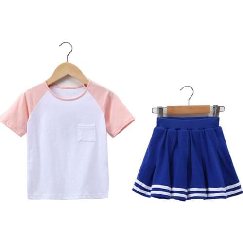 Kids Clothes For Girls School Style Letter Tshirt and Skirts Sports Suit Childrens Cheerleading Clothing Sets 4-13 Years