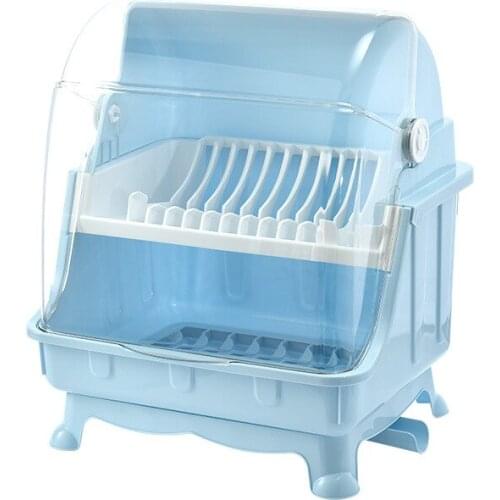 Double deck large bowl and dish rack with cover kitchen chopsticks storage box household plastic cupboard drain basket