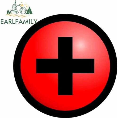 EARLFAMILY 13cm x 13cm For Red Cross Waterproof Car Stickers Personality Decal Vinyl Material Occlusion Scratch Decoration