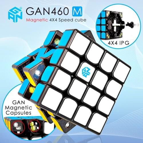 GAN460M 4x4x4 Magico Puzzle Stickerless Gan Cube GAN460 Professional 4 Layer Magnets Speed Cubo Magico GANS Toys For Children