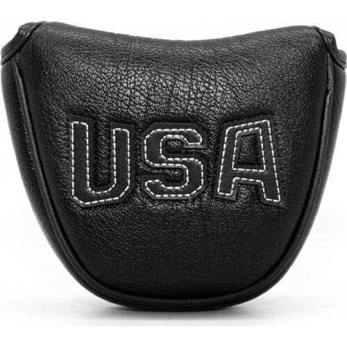 Golf Mallet Putter Cover Golf Club Head Cover for Putter Premium Leather USA Applique and Magnetic Closure