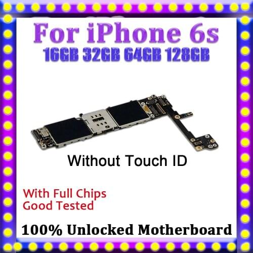 16g/32g/64g/128g For iPhone 6s Motherboard Without Touch ID 100% Original Unlocked Logic Boards For iPhone 6s Mainboard 4.7 inch