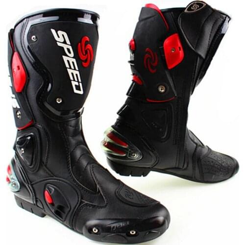 Motorcycle Boots Speed Bikers Moto Racing Motocross Motorbike Shoes Off-road boots Black/white/red Size 40/41/42/43/44/45