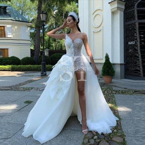 New Fashion Hi Slit Prom Dresses Pearls Beaded Eveing Gowns Custom Made Long Strapless Sexy Women Party Wear 2021
