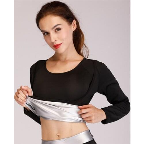 New Womens Fitness Yoga Running Sweating Jacket Heat Gather Shaping Slimming Long Sleeves Sweater Jacket