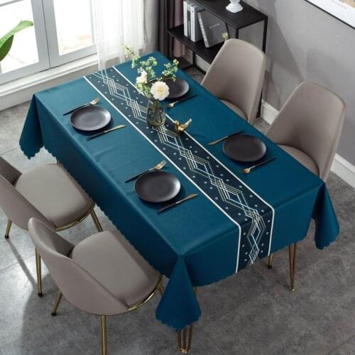 Dining Tablecloths Banquet Furniture Waterproof Cover PVC Leather Geometric Table Cloth Decoration Cricheted Table Cover Tafura