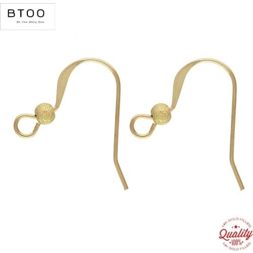 14K Gold Filled Ear Wire Flat w/3mm Stardust Bead (0.61mm) Gold Ear Wire for Jewelry Making Handmde DIY Earrings Accessories