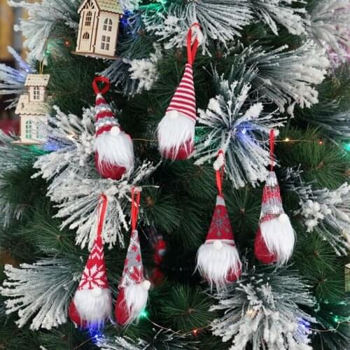 6pcs/set Christmas Tree Pendants Lovely Plush Faceless Doll Baby Kids Toy Mini Gnome Doll Decorations Santa New Year Decor