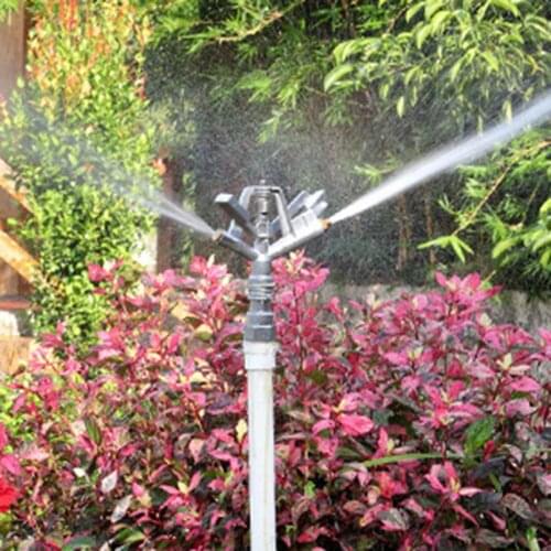 Lawn Sprinkler Automatic 360 Degree Rotating Aluminum Alloy Adjustable Spray Nozzle 360 Degree Rotating Design for Garden