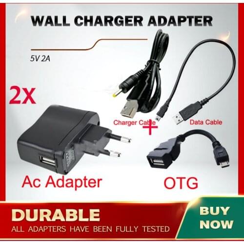 2pcs EU Plug Wall Charger Adapter 5V 2A USB Port + Data Cable for Google Nexus 7 Nexus 10 Lenovo Pad S2109 S6000 Charger Adapter