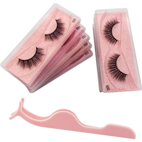 SHIDISHANGPIN 2 Pairs Eyelashes Natural 3d Mink Lashes Fluffy False Eyelashes Tweezers Lashes Kit Makeup False Lashes maquiagem