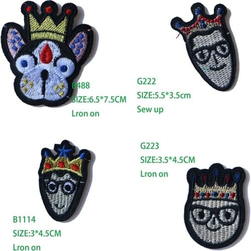 Cute Small Crowned Dogs and Men Cattle Patch for Clothing Sticker for Children Boy Girl DIY Patches T-shirt Heat Transfer Badges