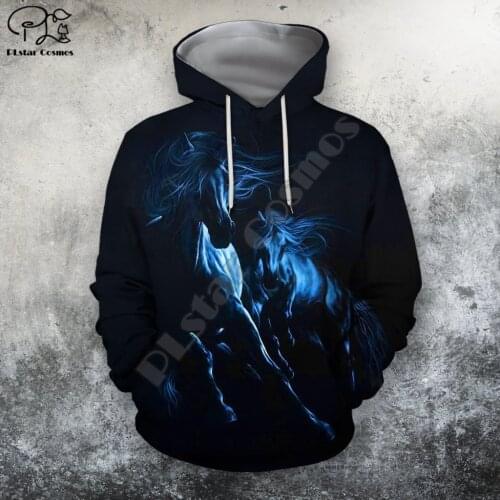 PLstar Cosmos Beautiful Colorful Horse 3D Printed Hoodies Sweatshirts Zip Hooded For Men And Women Casual Streetwear Style-D2