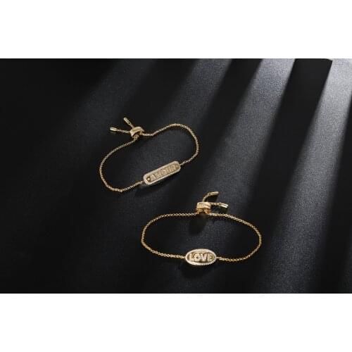 UMGODLY Luxury Bangle Copper Bracelet Yellow Gold Color Letter AMOUR LOVE Adjustable Bracelet Women Jewelry