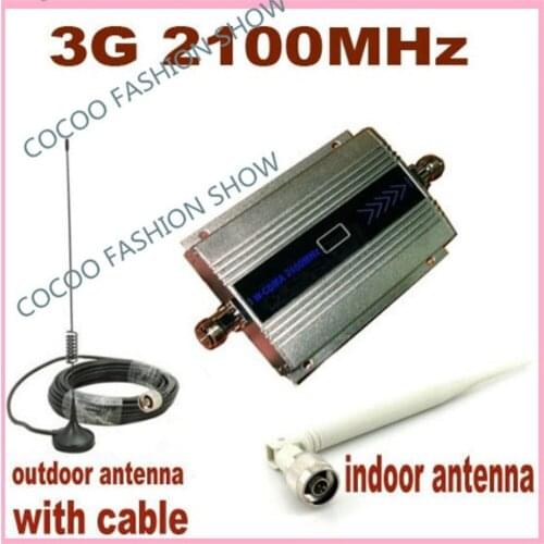 ZQTMAX Mini 3G Mobile Signal Amplifier 3g Repeater UMTS 2100 Celula Signal Booster + 10M Suction cup antenna