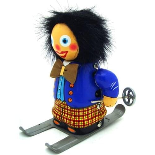 Vintage Retro Skier Ski girl Robot Collection Tin toys Classic Clockwork Wind Up Tin Toys For Adult Kids Collectible Gift
