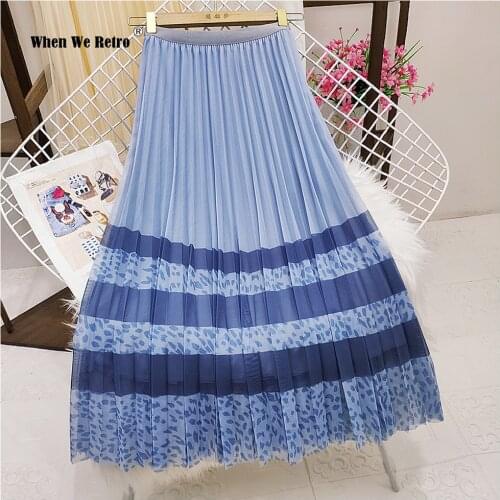 Black Pink Leopard Print Mesh Skirt Female 2021 Summer New Fashion High Waist Tulle Pleated Skirts VD2225