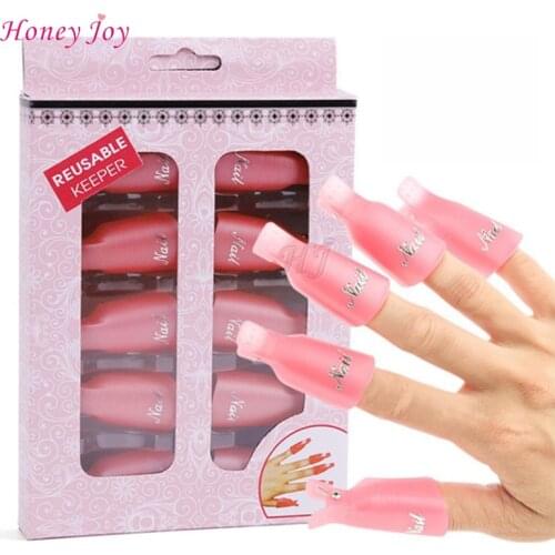 10 Pcs/Lot Reusable UV Remover Gel Polish Nail Art Soakers UV Nail Degreaser Polish Wrap Tool Nails Soak Off Cap Clip Plastic