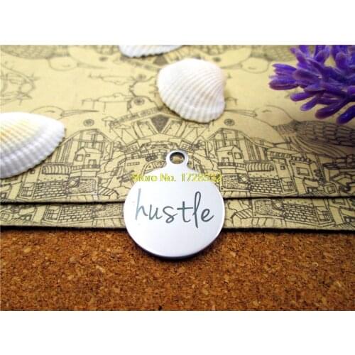 10pcs--stainless steel charms "hustle " 5 style for choosing DIY Charms Pendants