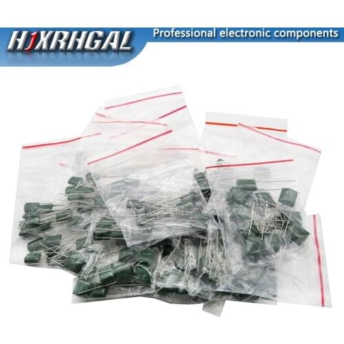 180pcs=18value*10pcs Polyester film capacitor Assorted Kit contains 2A104J 2A332J 2A472J 2A103J 2A333J 2A473J 2A563J 2A223J