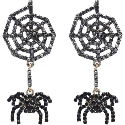 2020 Harajuku Punk Style Korean Cute Halloween Specter Spider Earrings Fashion women crystal stud Earrings Jewelry Lover Gifts
